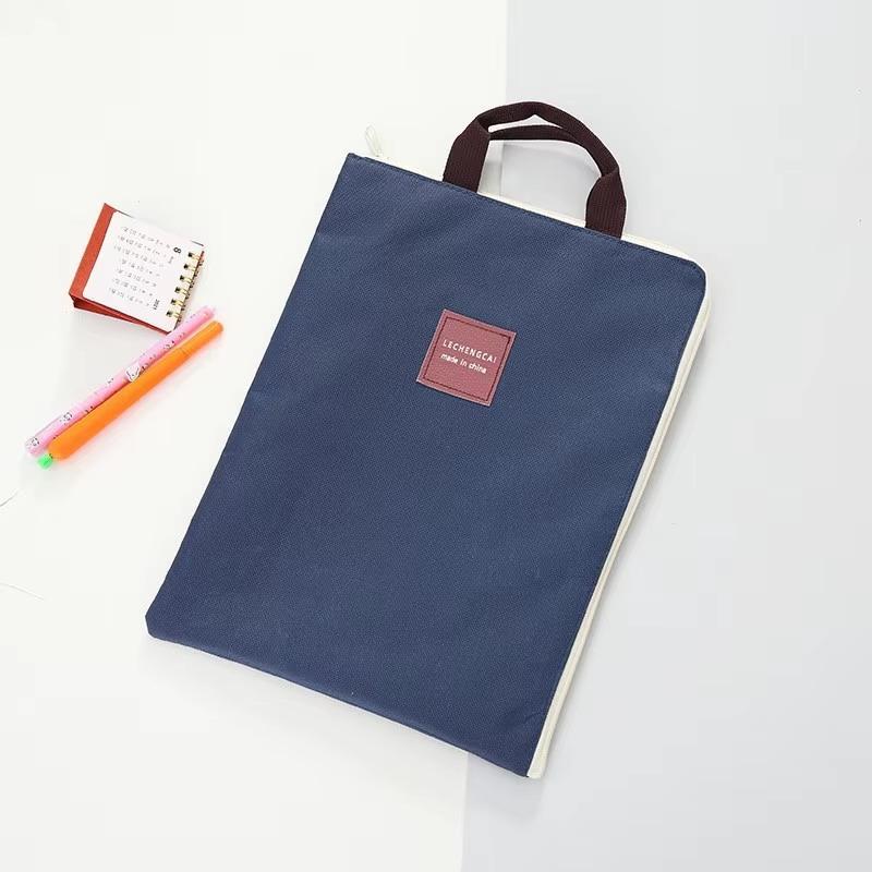 A4 Oxford Canvas File Bag Multi Layer Handheld Briefcase Storage Organizer for Office School Supplies Student Teacher