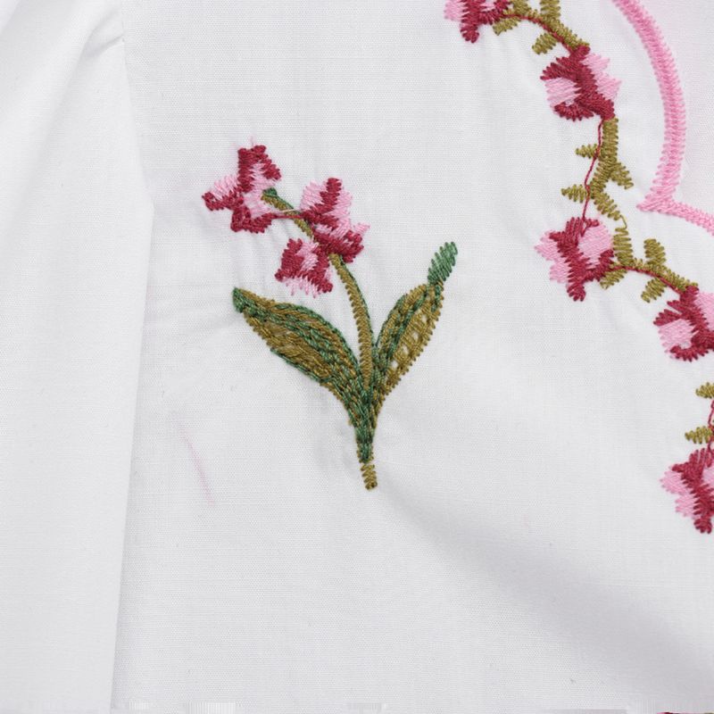 Kaslead New Arrival Women's Clothing Fashion Style Fashion All-Match Florals Embroider Poplin Tops 1281793