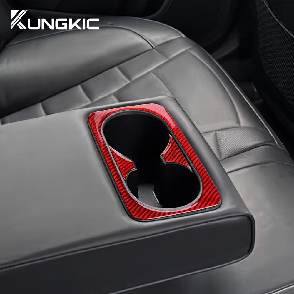 Real Soft Carbon Fiber Sticker For Kia Stinger 2019 2020 2025 2025 2025 LHD RHD Car Rear Seat Water Cup Interior Accessories