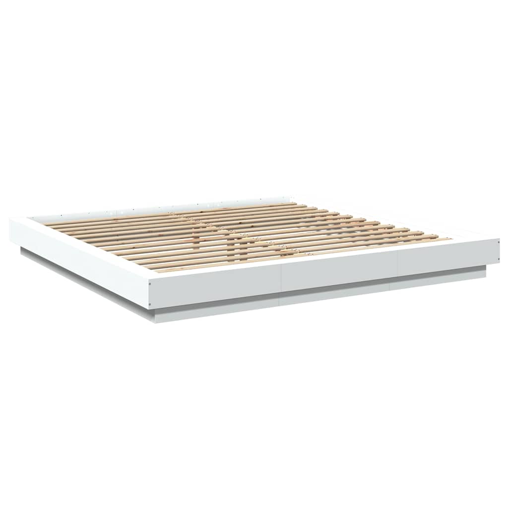 LED Bed Frame White 180 x 200 cm Engineered Wood