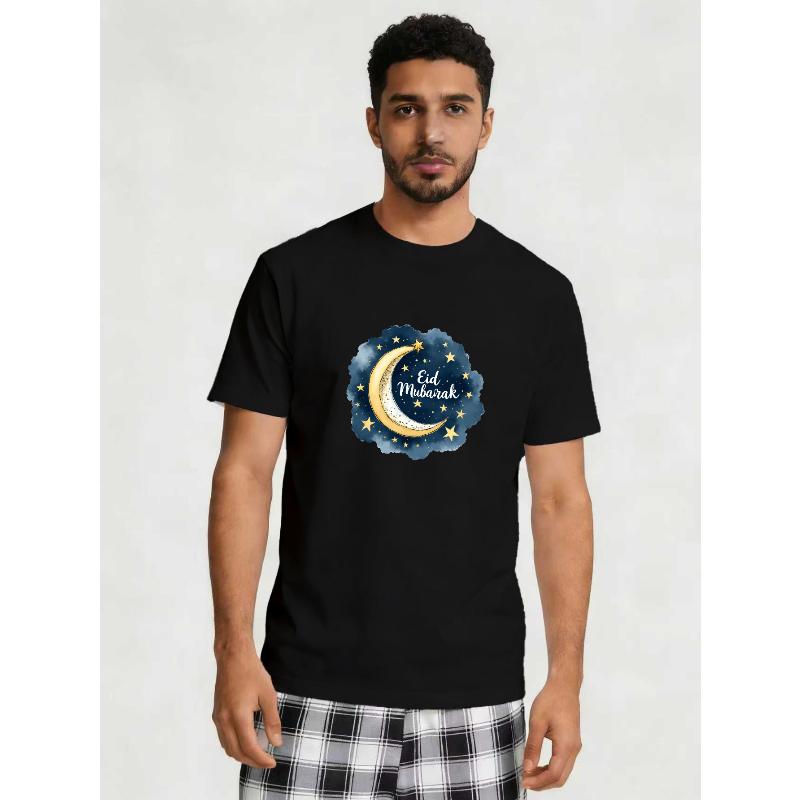 Minimalist Religious Men s T-Shirt, Cross Print, Loose Fit Daily Wear Top S