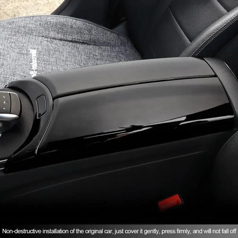 4Pcs Carbon Fiber Car Center Armrest Box Panel Switch Button Cover Interior Accessories