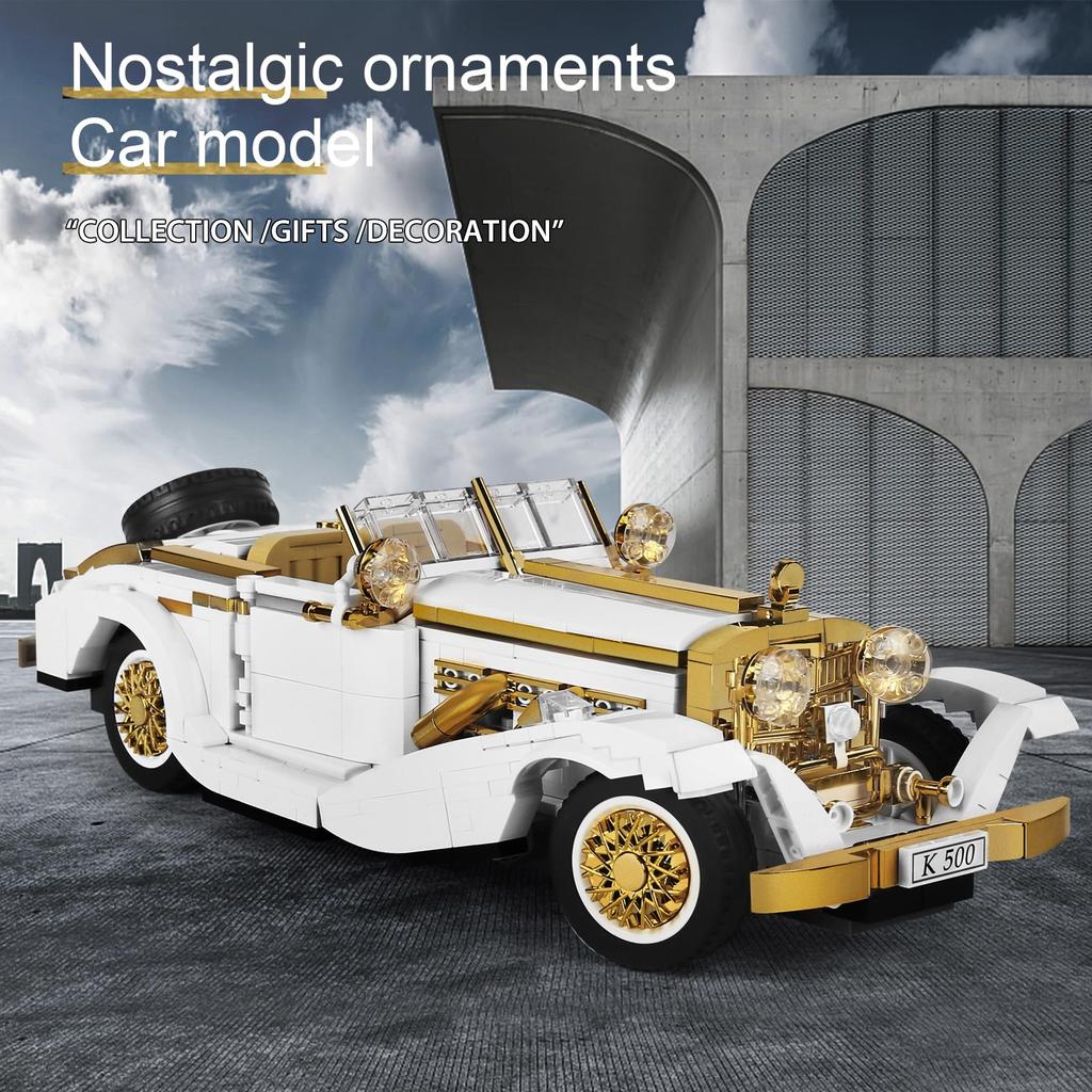 Set de blocuri de model de mașină bătrână cu tehnologie Mold King 10003, diverse seturi de blocuri de mașină K 500 cu tehnologie creativă, creați-vă propriul bloc de mașină de curse (868