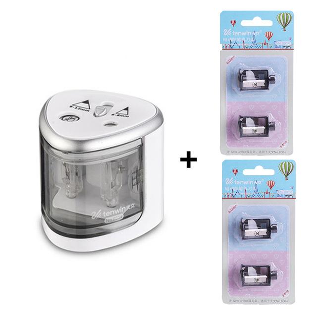 Tenwin Automatic pencil sharpener Two-hole Electric Switch Pencil Sharpener stationery Home Office School Supplies
