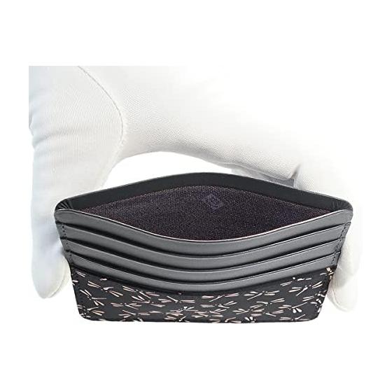 Inden Card Case Slim Thin Deer Leather Black x White Dragonfly Pattern 2530-11-008 8 Card Pockets 1 Pocket