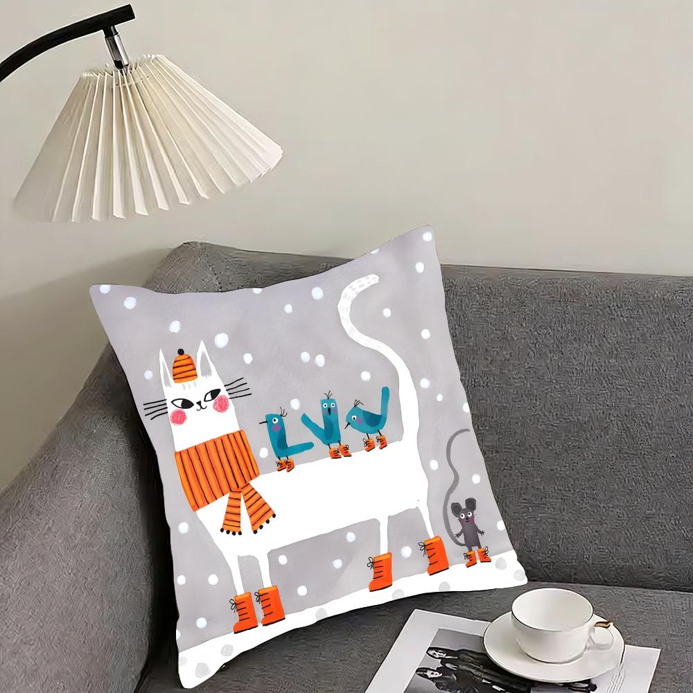 Cat Cute Cushion Cover Pillowcase Ultra Soft Skin Friendly Fabric Cloud Like Comfort  Concealed Zipper