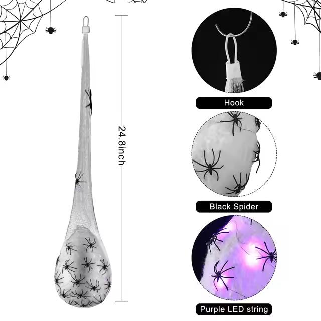 

Украшения для Хэллоуинской вечеринки с подсветкой, мешки для яиц пауков, светящаяся паутина, украшения для яиц, реквизит для создания жуткой атмосферы