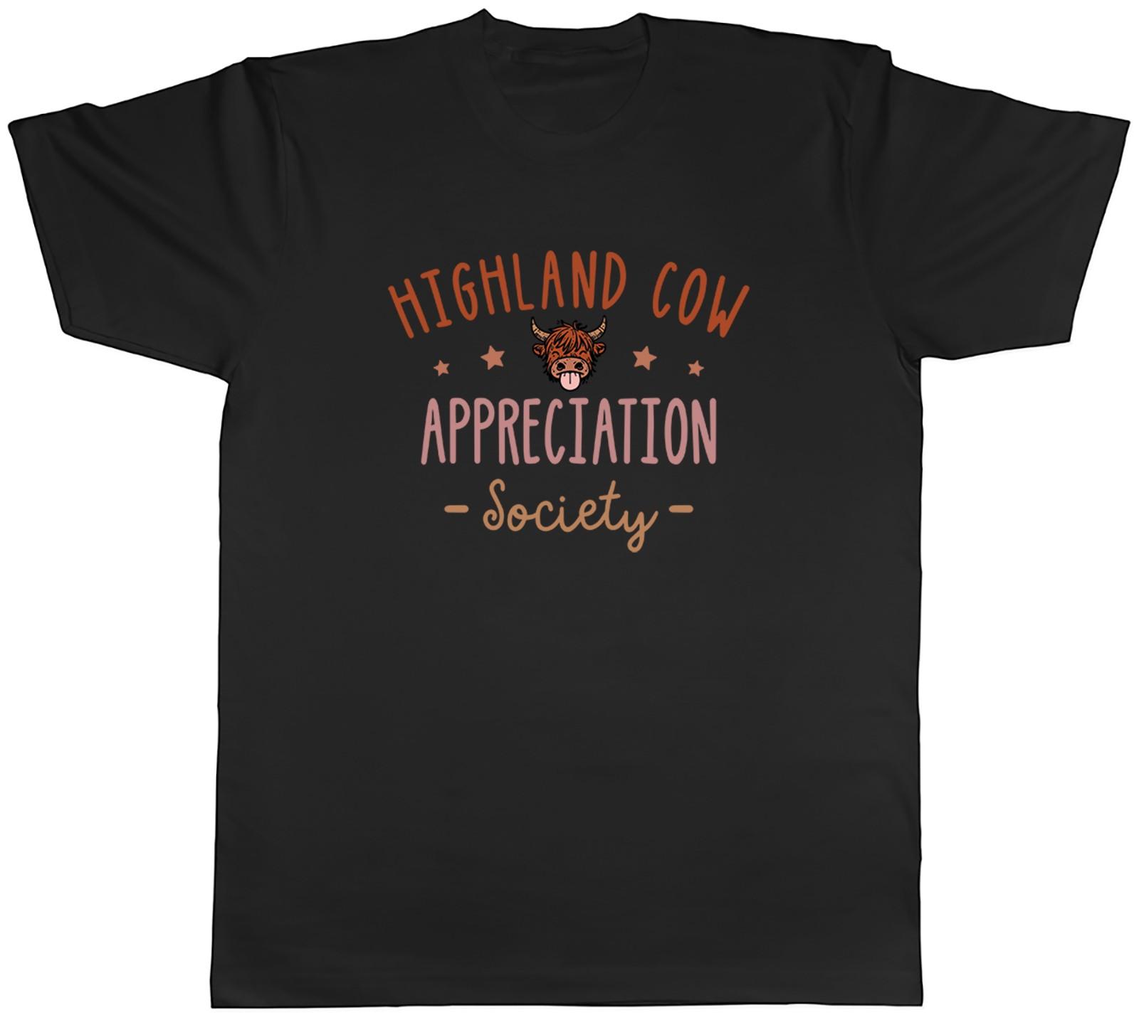 Highland Cow Appreciation Society Mens T-Shirt Tee Gift Top XXL