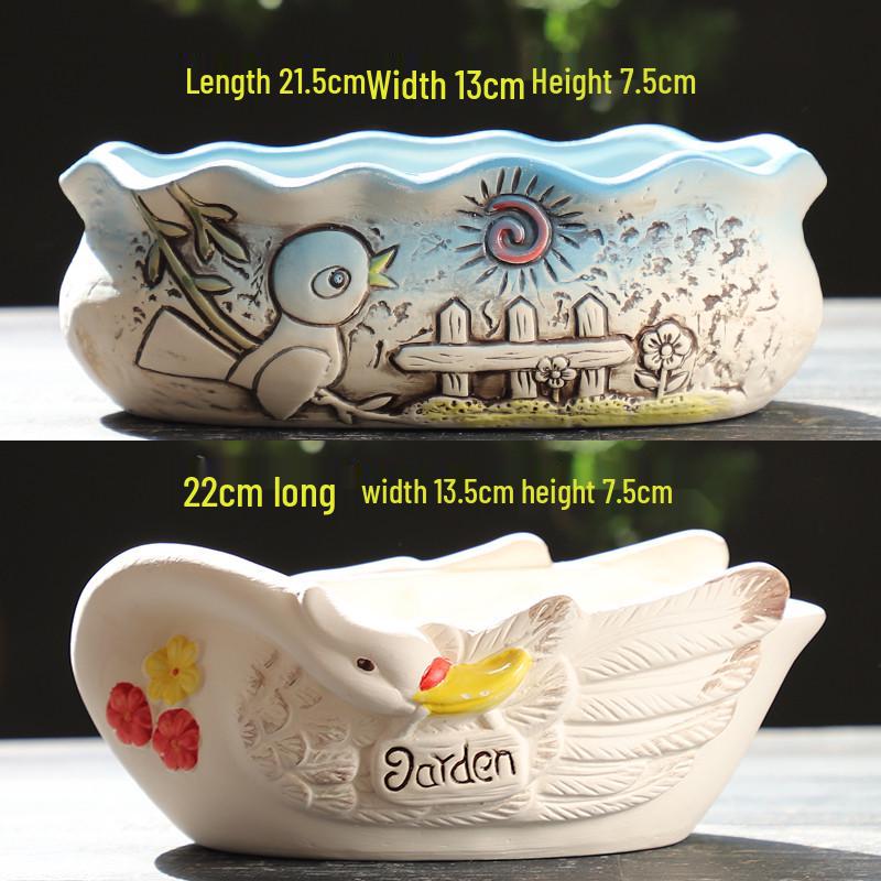 Cartoon Grobkeramik Großer Keramik Sukkulentenübertopf im Bilderbuchstil