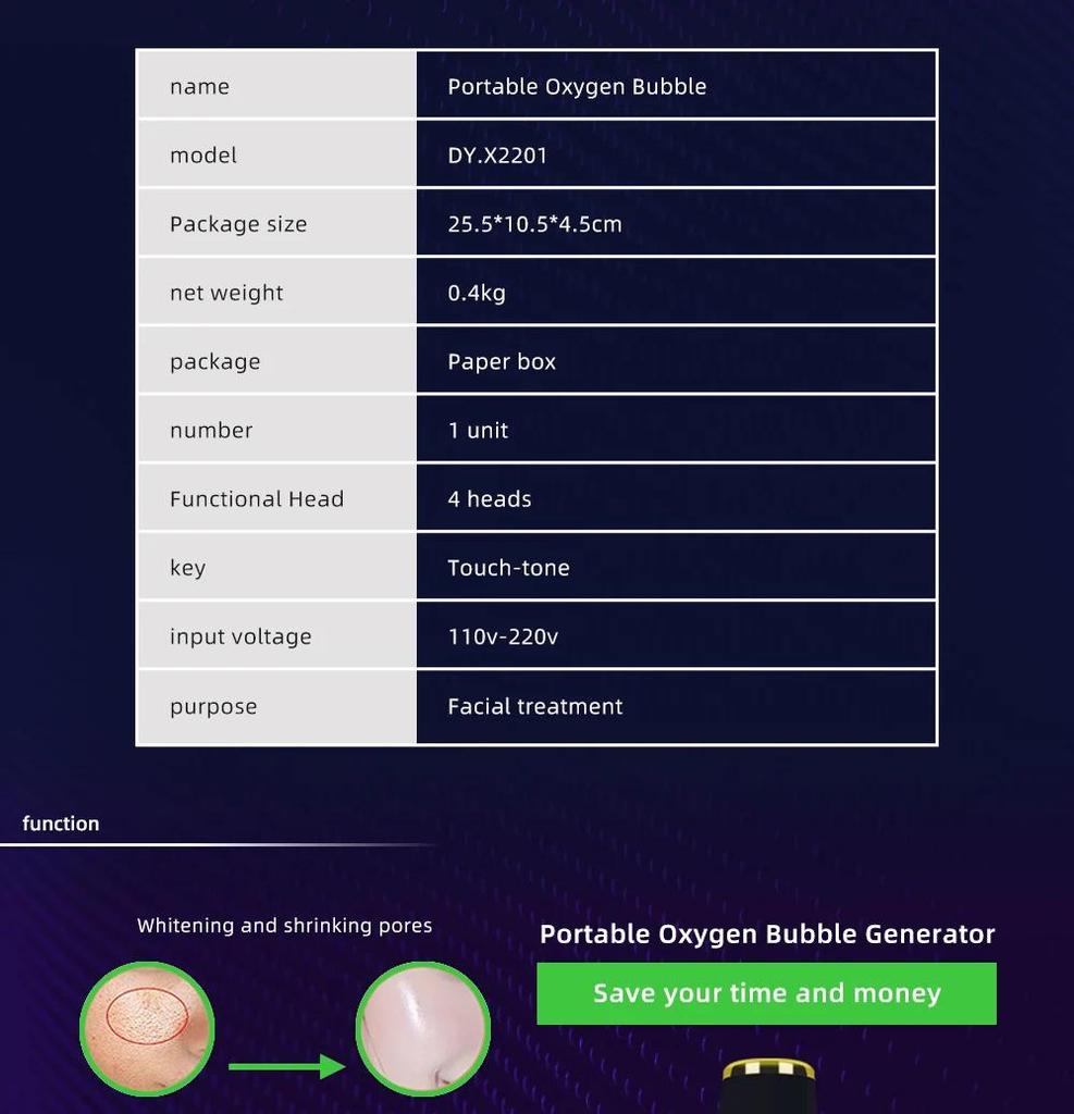 2025 Ulepszenie Pióro z Pęcherzykami Tlenu CO2 Tlen Przenośna Maszyna do Twarzy do Pielęgnacji Skóry, Zabieg na Twarz Żelem CO2, SPA na Twarz Piękno Tlenowe