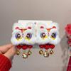 New Year Headdress Chinese Traditional Hairpin Bowknot Bell Hair Clip Animal Kawaii Headwear Women Girls Hair Accessory