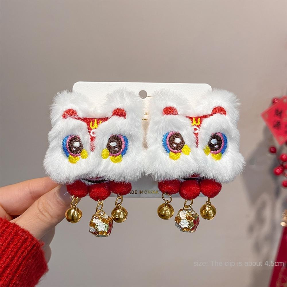 New Year Headdress Chinese Traditional Hairpin Bowknot Bell Hair Clip Animal Kawaii Headwear Women Girls Hair Accessory