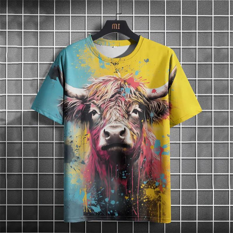 Fashion Funny Animal 3D Printed Men's T-shirt Summer Casual Loose Short Sleeve Plus Size Men and Women's Tees Tops Outdoor Streetwear