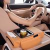 PU Leder Auto Armlehnenbezug mit Taschentuchbox Becherhalter Handyhalter Schaumstoff Konsolen Organizer Schutz Kissenbezug Höhenpolster