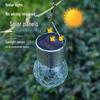 Solar-Powered Crackle Glass Hanging Lamp - Outdoor Waterproof Garden Decoration