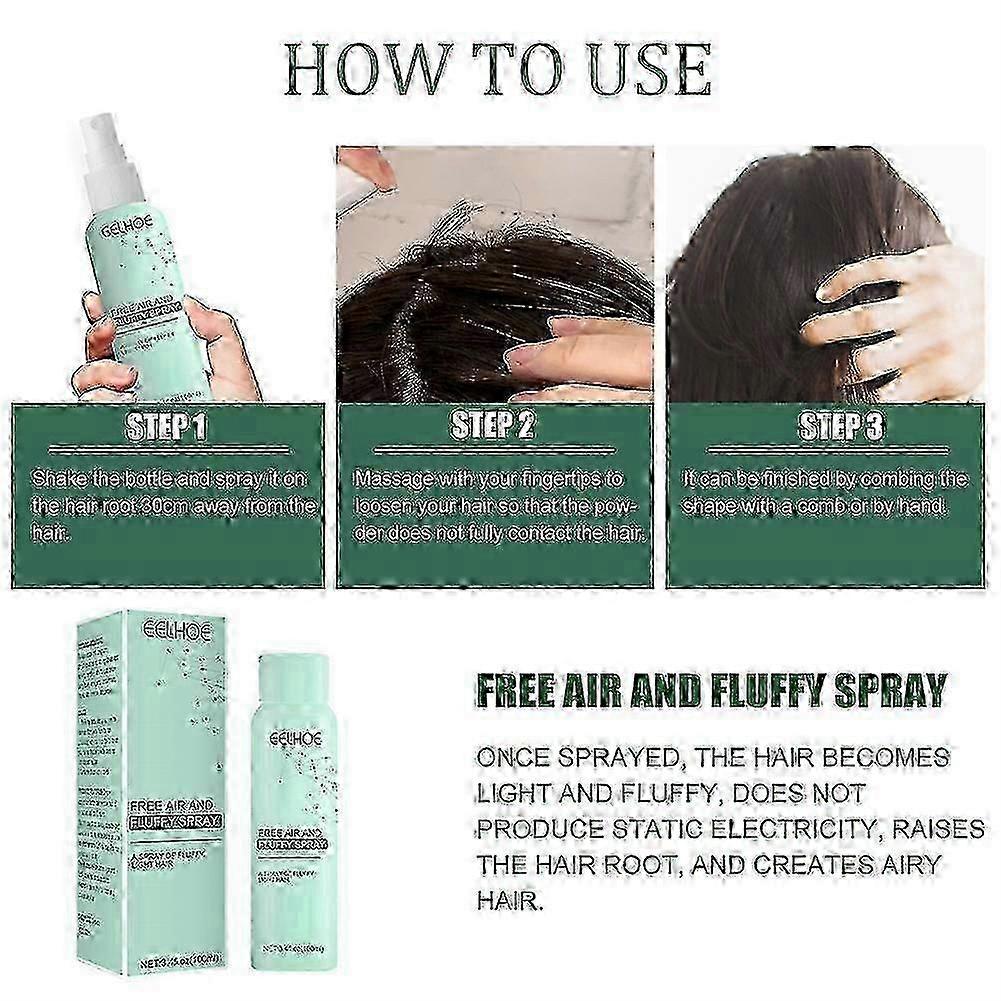 Dry hair spray2Pcs Professional Oil Control No-wash Hair Fluffy Spray Lazy Hair