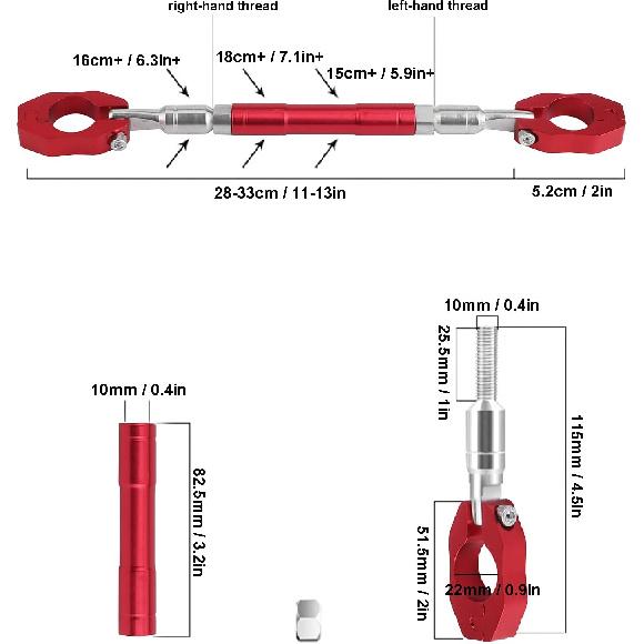 Lenker-Balance-Stange, Fydun 22mm Universeller Motorradlenker Quer Verstellbar Verstärken Balancehebel CNC-Aluminiumlegierung (rot)