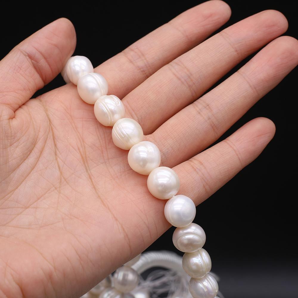 Luxury Natural Freshwater Subcircle Pearls 11-12mm, 36cm Strand Handmade Wedding Jewelry Accessories White