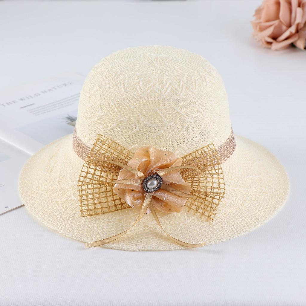Summer New Women's Knitted Sun Hat Sunshade Hat Breathable Travel Flower Mom Fisherman Hat