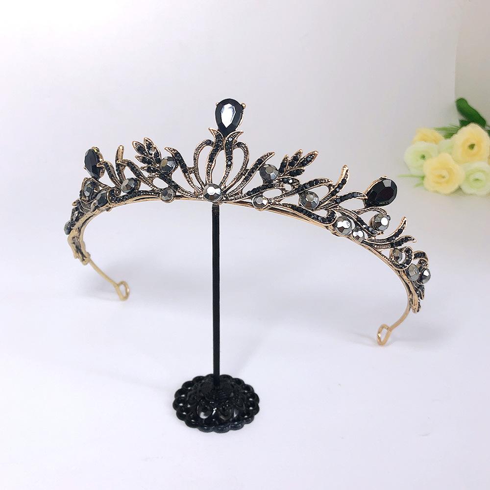 Baroque Retro Black Luxury Crown Bridal Tiara Wedding Dress Wedding Birthday Crown