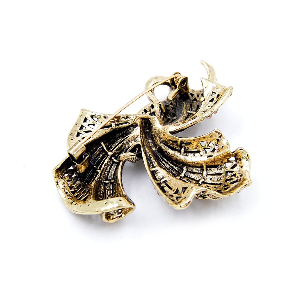 New Rhinestone Large Bow Brooch Vintage Fashion Bowkont Pin 2 Colors Available High Quality