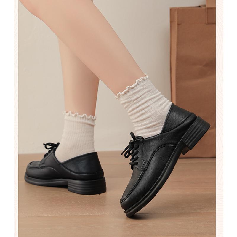 2026 Spring Autumn Women's Black Lace-Up Oxford Shoes Comfortable Daily Office & Casual Shoes