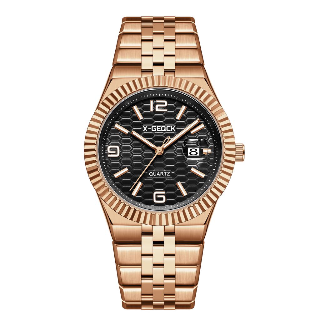 High Quality Luxury Stainless Steel Strap Quartz Watch Calendar Multi Color Waterproof Night Light Men's Watch