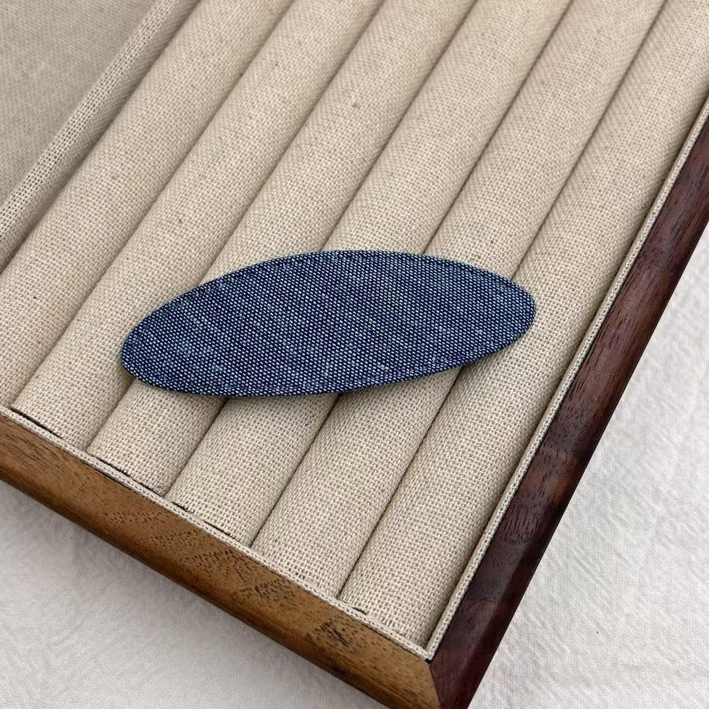Koreanischer blauer Denim ovaler Haarclip - Modisch und schlicht zum Stylen von Pony und krausem Haar