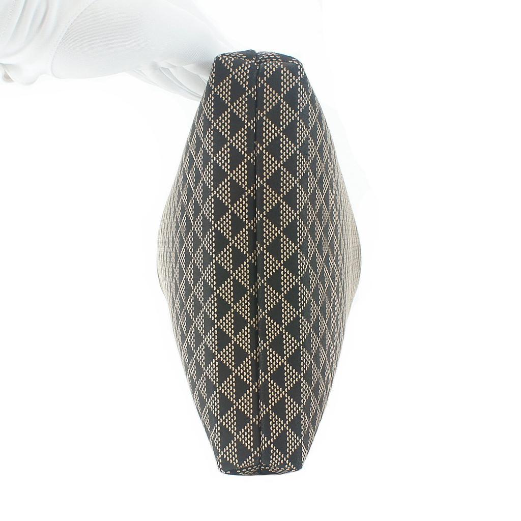 [Inden-ya] Inden 230-Count Drawstring Bag with Gusset, Deerskin Leather, Black with White Lacquer, Wave and Scale Pattern, 3007-11-118