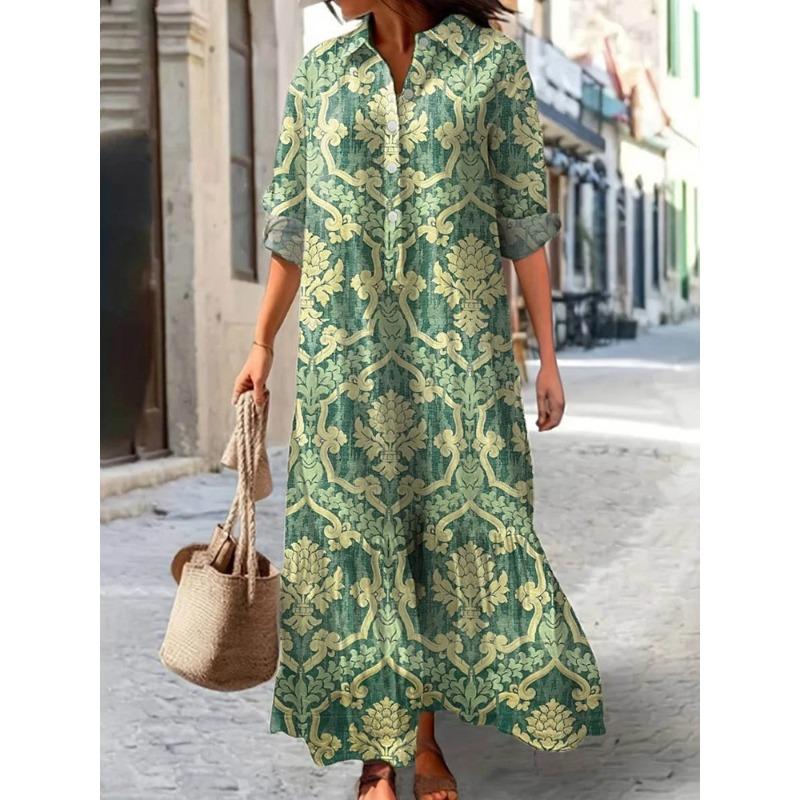 IHUASU Fashion Autumn Winter Long Sleeve POLO Neck Casual Dresses