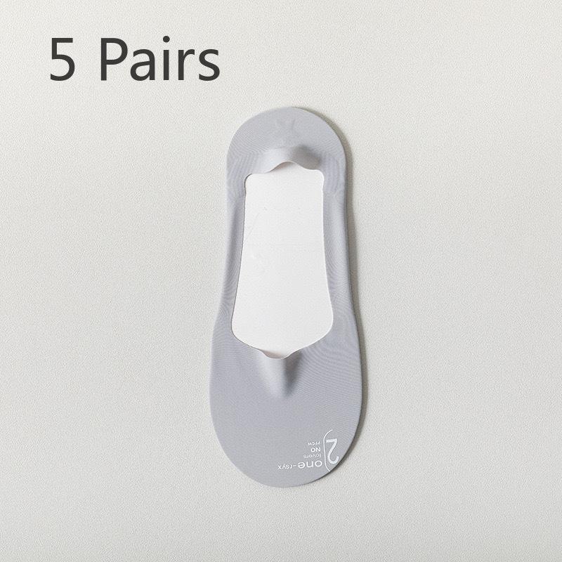 5 Pairs of Men's Summer Ice Silk Cotton Non Slip Heel Socks