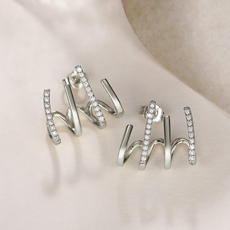 Huitan Sparkling Claw Stud Earrings for Women Ear Piercing Delicate Female Accessories Fashion Versatile Jewelry Drop Shipping