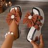 Fashion Wedge Thick-Soled Women's Sandals 2025 Summer Rivet Belt Buckles Bow Shoes Platform Slippers Open-Toe Slip On Sandalias De Mujer
