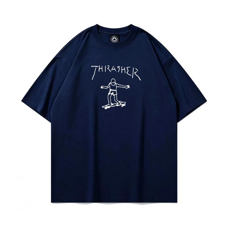 2021 Summer Thrasher Skateboard Magazine Letter Print T-Shirt Men Women Oversized Cotton Short Sleeve Casual Streetwear Tee Top
