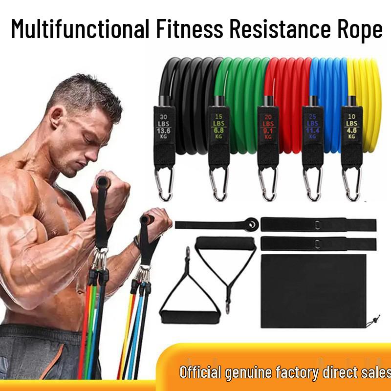 11-Piece Adjustable Resistance Band Set for Strength Training and Chest Expansion