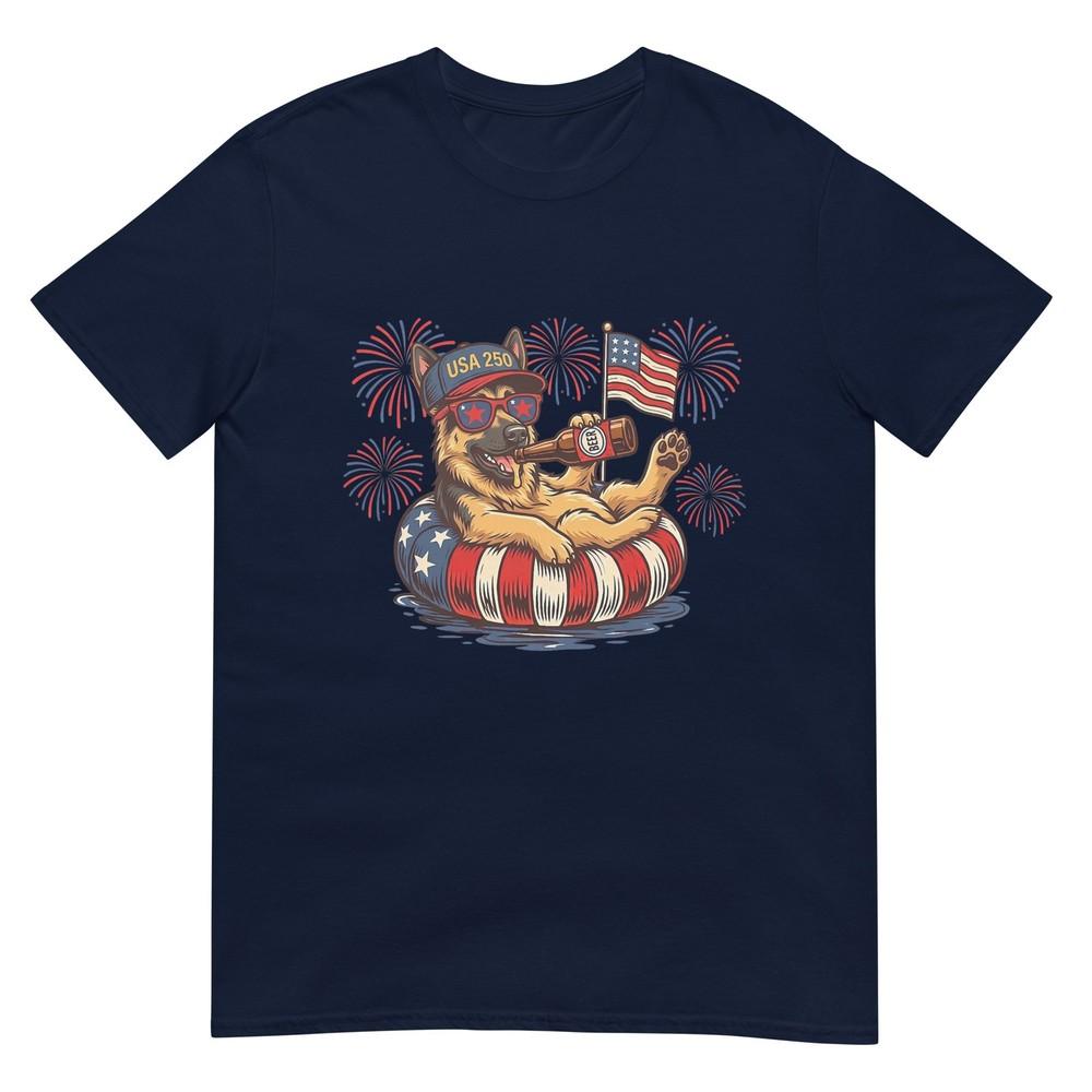 Gerunisex Shepherd Dog 250th America Patriotic Usa 4th Of July Tshirt S