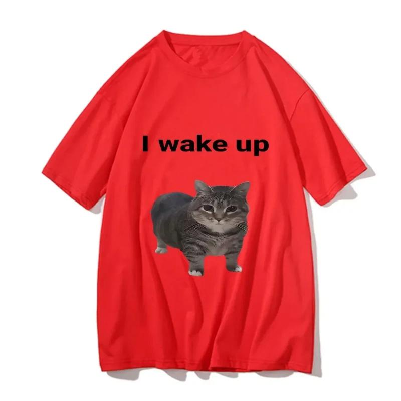 Clothes Harajuku Aesthetic Tshirt Vintage Unisex Streetwear Cute Cat L Wake T Shirts Funny Cool Classic Women Short Sleeved