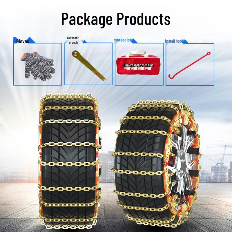 Universal Anti-Skid Tire Chains for Cars, SUVs & Trucks - Thickened for Snow & Off-Road Use
