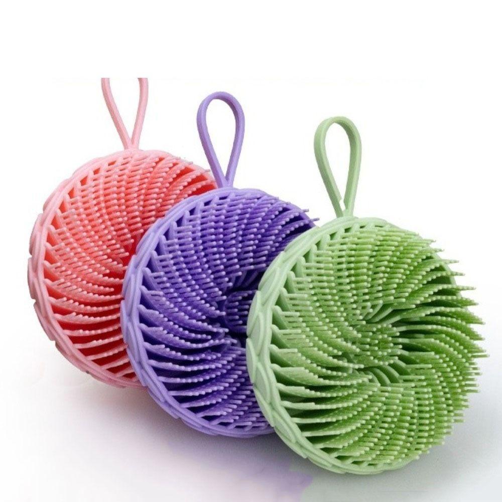 Lotus Shape Silicone Shampoo Brush Double Side Shower Brush Soft Bath Scalp Massage Brush  Spa