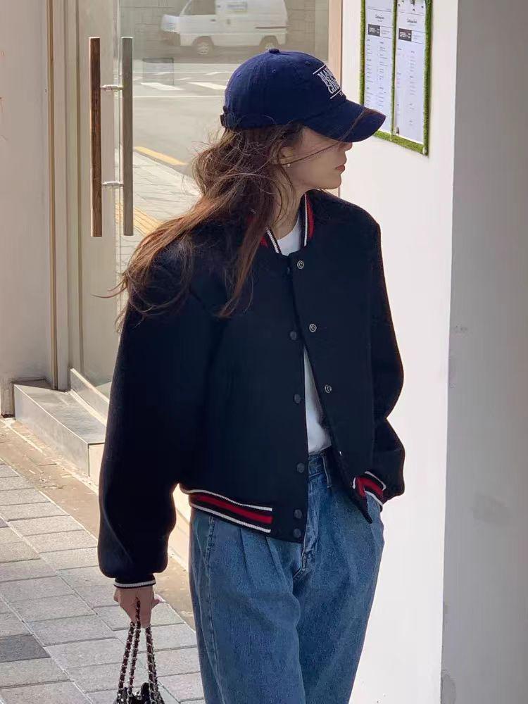 Women's Retro College Style Baseball Jacket - Spring/Autumn 2024