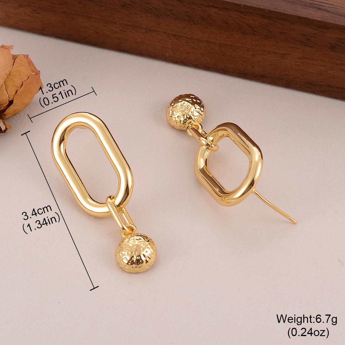 

Fashion semi-round ball ring, ear buckle, high-end temperament atmospheric design earrings, European and American light luxury summer trend earrings