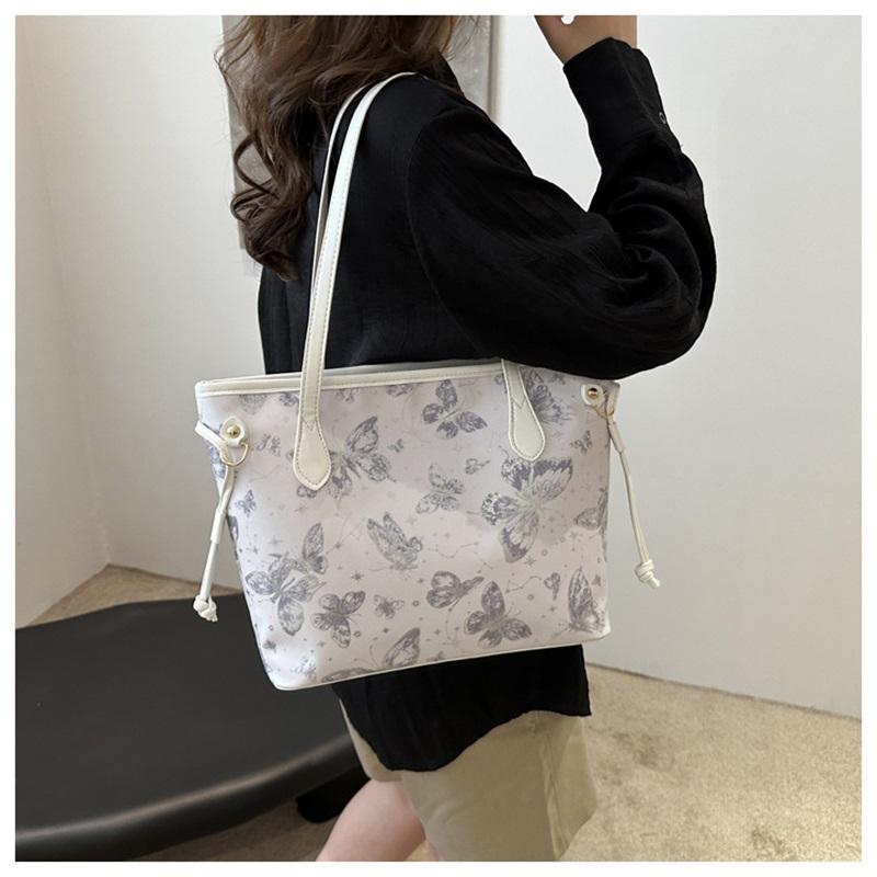 Fashion Printed Butterfly Large Bag for Women 2024 New Style High-end Large-capacity Tote Bag Casual Temperament Shoulder Bag
