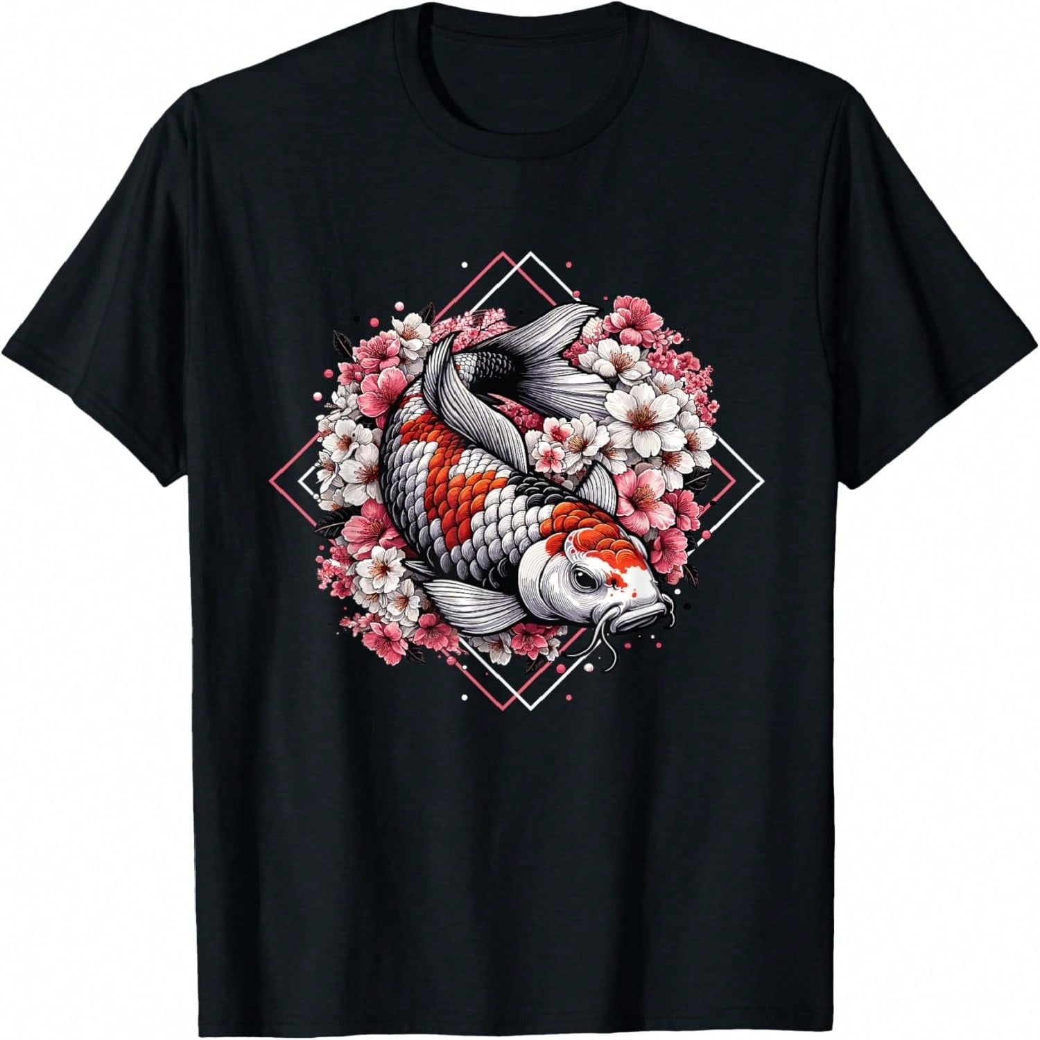 Koi Cherry Blossom Heart Love Peace Japanese Koi Carp T-Shirt S