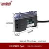 Metal Sheathed Fiber Optic Sensor Amplifier with Right Angle Elbow and Extended Reflective Through-Beam Cable
