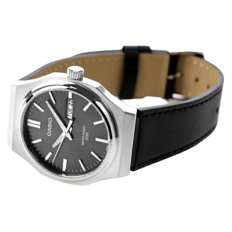 

CASIO STANDARD series business, waterproof 50 meters, Quartz, leather strap, , same style for men and women, black dial MTP-E735L-8AVDF чёрный