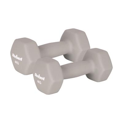 Cast Iron Hex Neoprene Dumbbells 2X4Kg For Exercise Training Fitness Rebel
