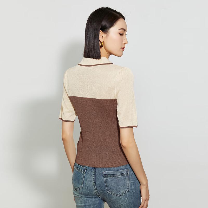 Shetu Women's Lapel Short Sleeve Knit Shirt 2213232