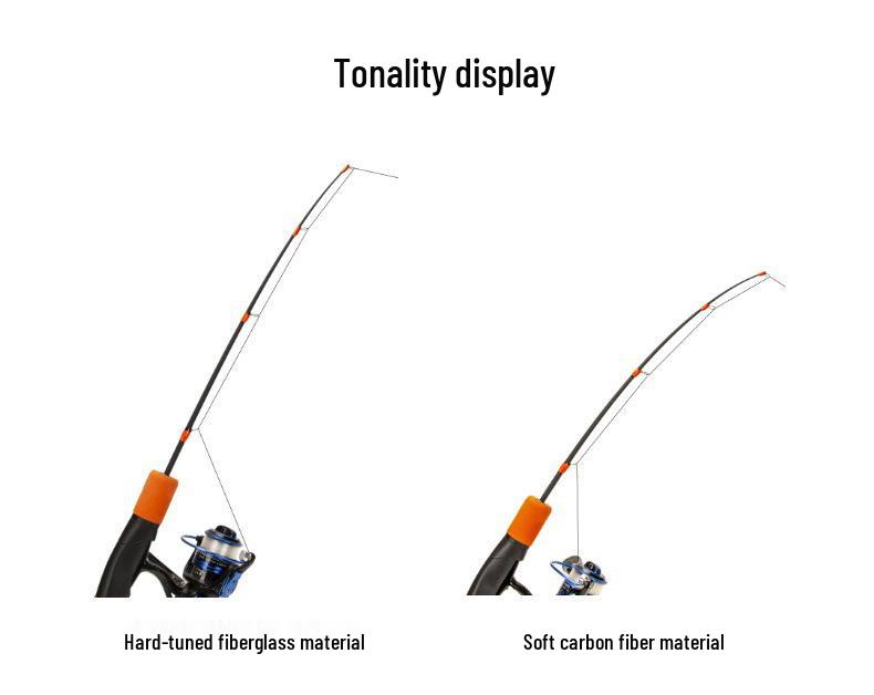Two-Section Carbon Ice Fishing Rod, Dual Soft/Hard Adjustability, Portable Winter Design