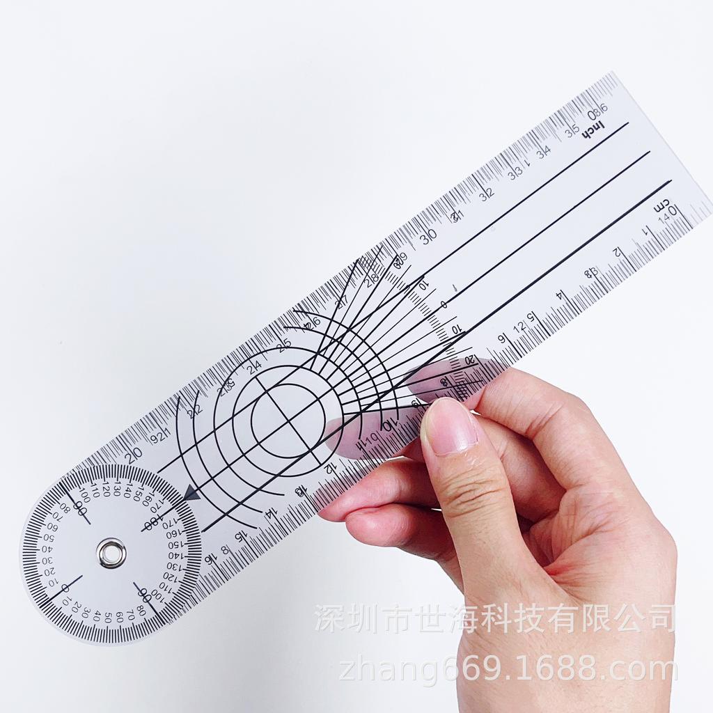 Transparent PVC Goniometer 6812: Orthopedic Protractor & Joint Measuring Ruler