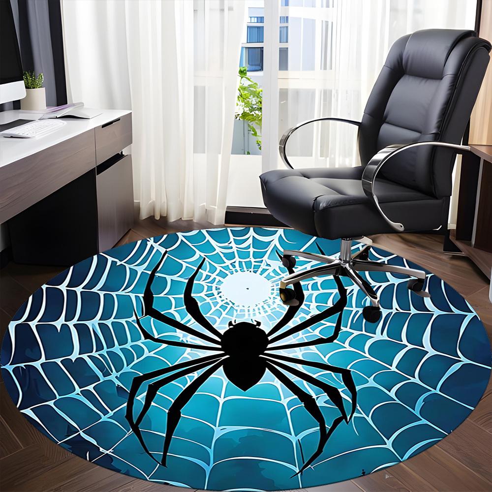 1PCSpider Web Office Round Area Rug,  Mat Suitable For Office, Under Office Chairs Bedroom Living Room Home Decor, Room Deco
